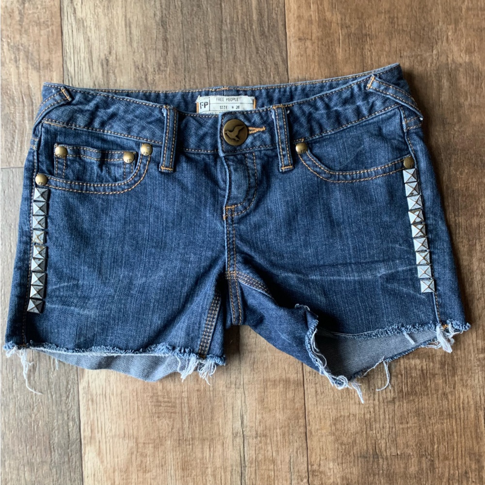 Free People studded denim shorts